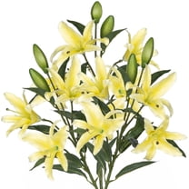 Lilies Artificial Flowers Bouquet 30” Long Stems, 3pcs Bundle (Yellow)