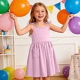 thumbnail image 4 of BRGZLK Little Girls Dress Toddler Summer Fashion Cute Solid Color Casual Ruffle Halter Sleeveless Bowknot Sundress with Pocket for Birthday Party Pink 2-3 Years, 4 of 8