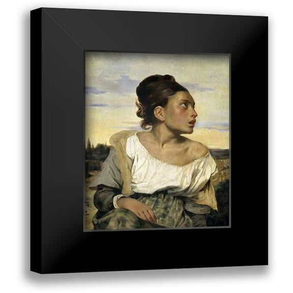 Delacroix, Eugene 12x14 Black Modern Framed Museum Art Print Titled - Young Orphan in the Cemetery