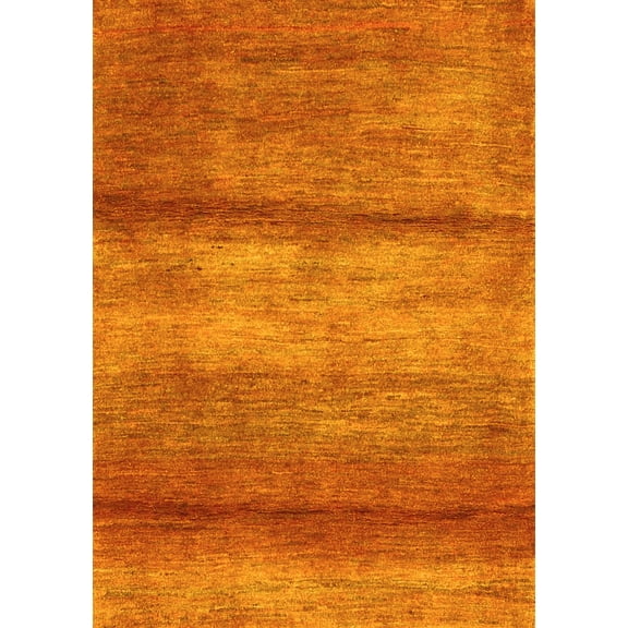 Ahgly Company Indoor Rectangle Abstract Yellow Contemporary Area Rugs, 4' x 6'