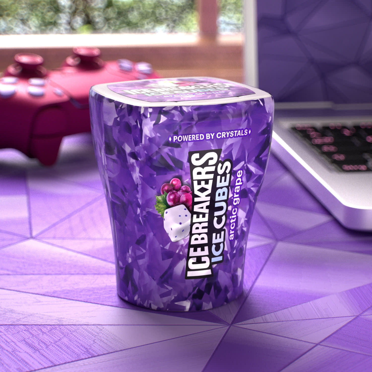 Ice Breakers Ice Cubes Arctic Grape Sugar Free Chewing Gum, Bottles 3.24 oz, 6 Count, 40 Pieces