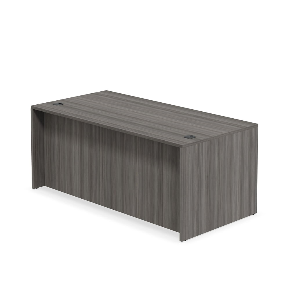 NBF Double Pedestal Executive Office Desk - Durable Laminate Computer Desk With Two Drawers - Office Desk with Storage and File Cabinet - Gray Finish Work Desk for Home (72" W)