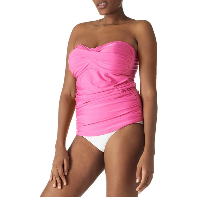 RELLECIGA Women's Ruched Bandeau Tankini Top Swimsuits