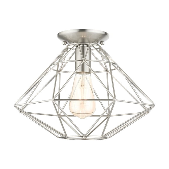 1 Light Flush Mount in Geometric Style 13.5 inches Wide By 9.5 inches High-Brushed Nickel Finish Bailey Street Home 218-Bel-4362981
