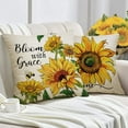 thumbnail image 3 of Sunflower Sunshine Decorative Throw Pillow Cover, Summer Home Sweet Home Blessed Porch Patio Outdoor Pillowcase, Spring Bumble Bee Flower Farmhouse Couch Cushion Case Decor, 18 x 18inch, 3 of 7