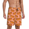 thumbnail image 2 of Balery Cartoon Hot Dog Pantalones cortos de pijama de punto de algodón para hombre con cinturilla y bolsillos-Large, 2 of 6