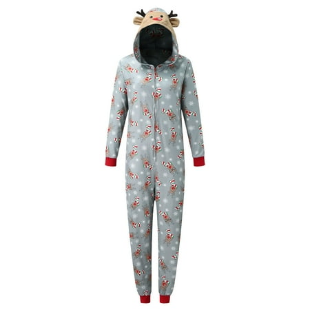 

Family Clothes Women Deer Hooded Romper Jumpsuit Family Pajamas Sleepwear Christmas Matching Outfit Gift on Clearance