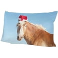 thumbnail image 6 of Horse Wearing Santa Hat Velvet Oblong Lumbar Plush Throw Pillow Cover/Shams Cushion Case 20x36in Decorative Invisible Zipper Design for Couch Sofa Pillowcase Only, 6 of 7