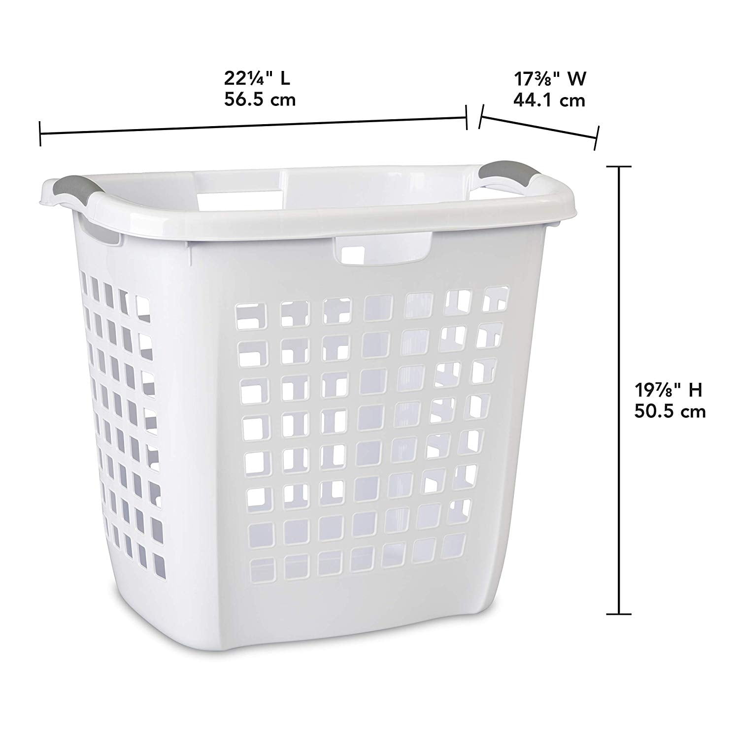 Gracious Living Easy Carry Flex 87 L Plastic Laundry Hamper, White