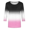 thumbnail image 6 of TKLPEHG Womens 3/4 Sleeve Tops Crew Neck Dressy Casual Blouses Loose Fitted Summer Fashion Gradient Color Tshirt Womens Clothes (Black,XXL), 6 of 6