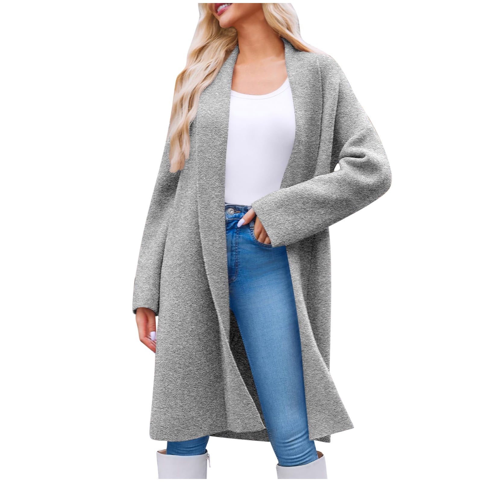 Gilet Femme Hiver Chaud LZPCarra Manteau Long En Tricot Long Pour Femme - Avec Capuche - Cardigan En Tricot Chaud - Cardigan à Manches Longues - Automne Hiver - Veste D'hiver En