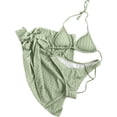 thumbnail image 2 of Wancir Swimsuits for Women 2025 - Women's Solid Color Sexy Bikini Backless Drawstring Strap Split Swimsuit Three Piece Set, 2 of 5