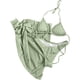 thumbnail image 2 of Traje de baño para mujer, bikini de color liso sin espalda con cordón y tirantes divididos, conjunto de tres piezas, trajes de baño para mujer, 2 of 5