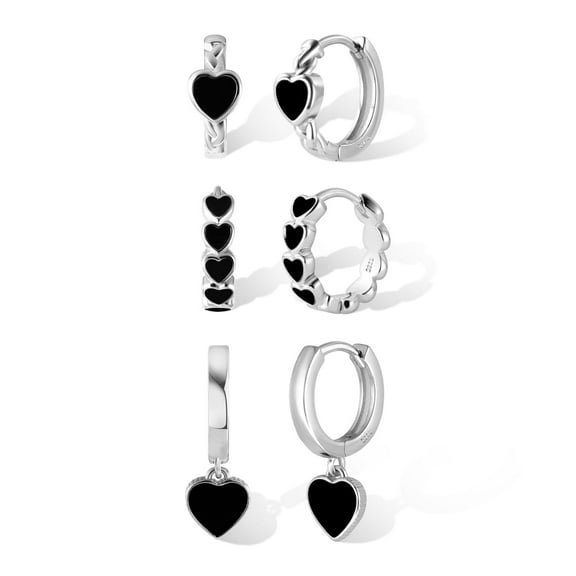 Lancharmed Earrings Ages 8-12 Hypoallergenic 3 Pairs Dangle Love Oil Silver Plated Earrings Gifts for Women