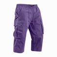thumbnail image 5 of Men's Cotton Below Knee Cargo Shorts Relaxed Fit Multi-Pocket Capri Pants Summer Casual Outdoor Shorts, 5 of 5