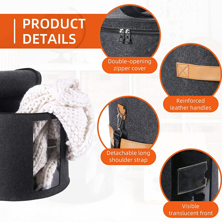 New Improved Hat Box and Hat Travel Case, Easy Foldable Hat Storage Box, Stackable Hat Boxes for Women Storage, Hat Boxes for Men, Cowboy Hat Box