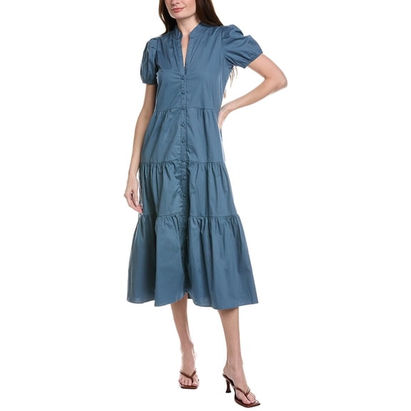 Sail to Sable womens Button Front Midi Dress, xs, Blue