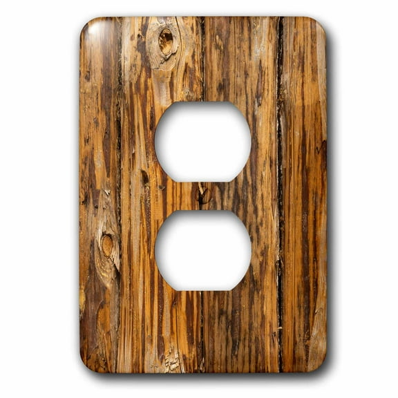 3dRose, Image of grunge wooden logs. Timber fence or palisade to guard a fort, 2 plug outlet cover