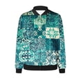 thumbnail image 4 of JURANMO Christmas Clearance Womens Ethnic Print Bomber Jackets Lightweight Zip Up Long Sleeve Flight Jacket Casual Loose Varsity Coats Fall Outfits with Pockets Sky Blue M, 4 of 6