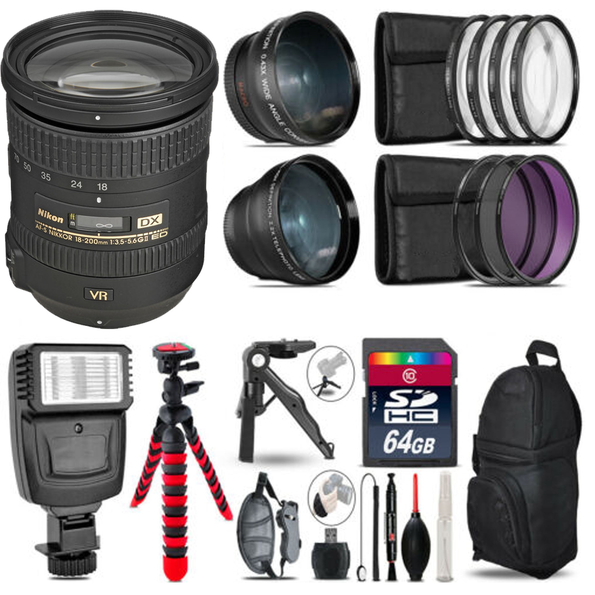 White Box Nikon AF-S DX NIKKOR 18-200mm f/3.5-5.6G ED VR II Lens Bundled Accessory Kit 