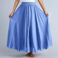 thumbnail image 4 of BUWTTER Skirts for Women Flowy Maxi Daily Wear A Line Ruffle Comfortable Elastic Waist Loose Long Blue Skirt 85CM, 4 of 7