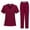 02# Wine, variant on Scrubs for Women Set Stretch Fit Scrub Top & Jogger V-Neck 2025 Pants Medical Nurse Uniforms Set Multi Pocket Gray XXL