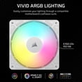 thumbnail image 3 of Ventilador Corsair RS120 ARGB 120 mm PWM 2100 RPM, paquete triple, blanco, 3 of 7