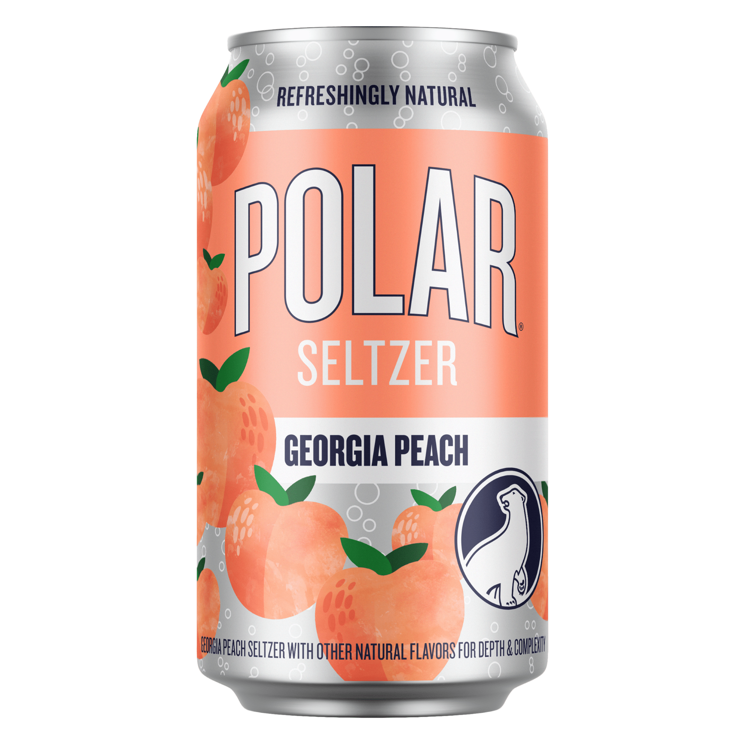 Polar Zero Calorie Georgia Peach Sparkling Seltzer Water, 12 fl oz, 18 Pack Cans