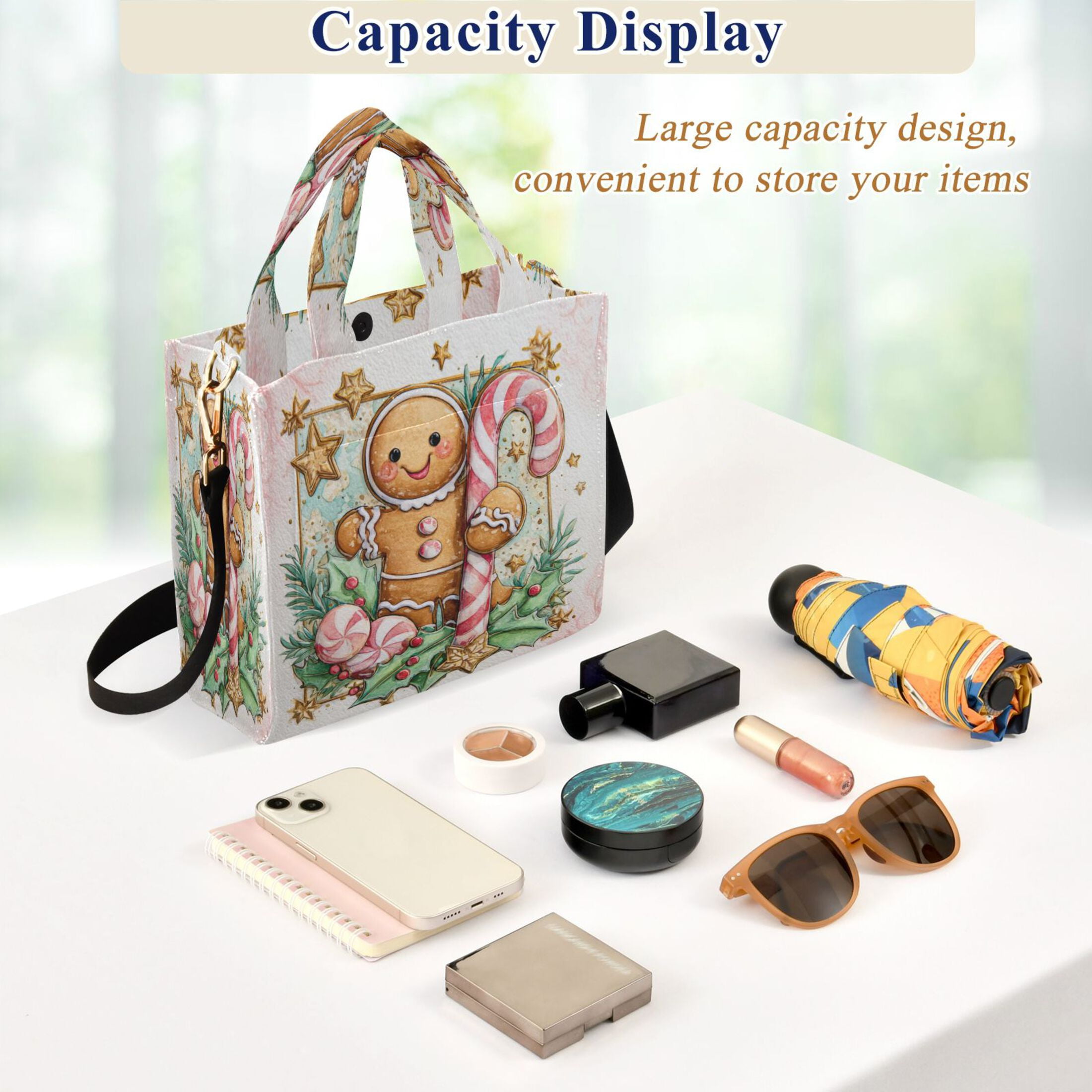 Wobogo Cute Gingerbread Man Corduroy Tote Bag for Women Travel Crossbody Bag Purse Women Shoulder Bags Work Handbags Daily Commuter Bag 13.7×12.2inch
