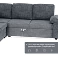 thumbnail image 5 of EUROCO 2000LBS 84" Modern U Shaped Sectional Sofa Set, 6 Seat Velvet Upholstered Corner Couch with Ottoman, Armrest Pillow, Indoor Furniture for Living Room, Apartment, Office, Gray, 5 of 10