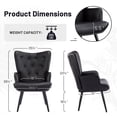 thumbnail image 2 of Furniliving Modern Accent Chair, Faux PU Comfy Wingback Chair with Arm, Button Tufted Accent Lounge Chair, Reading Chair for Living Room/Bedroom/Office, Black, 2 of 10