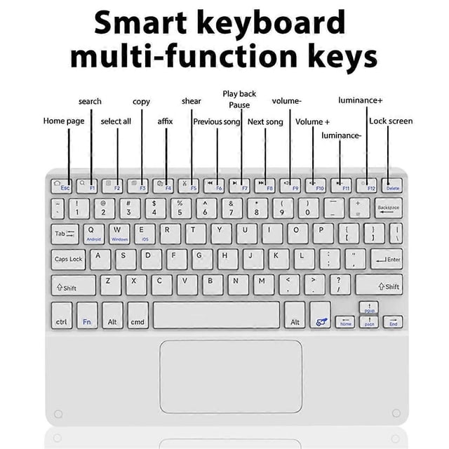 10inches Touchpad Bluetooth Keyboard Compatible with Windows, IPadOS, Android, and IOS English