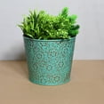 thumbnail image 2 of Handmade 100% Iron Round Modern Dusty Light Green Coated Color 4.5 x 6.7 Inches Planters Pot 1013, 2 of 5