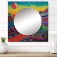 thumbnail image 1 of Designart "The Challenge Is Opportunity Dreamlike Spectrum Peaks" Abstract Landscape Square Mirror For Wall Decor - Large Pink Square Printed Wall Mirror Art - Wall Mounted Square Mirror, 1 of 5