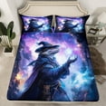thumbnail image 2 of Manfei Witch Lizard Twin Sheet Sets, Psychedelic Stars Galaxy Twin Fitted Sheet, Teens Boys Girls Kids Flat Sheet, Ultra Soft Home Decor, 3-Piece, 2 of 7