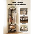 thumbnail image 2 of VEVOR Corner Hall Tree, 71.3 in Coat Rack with Hooks, Top Shelf & Steel Frame, Freestanding Clothes Shoes Rack Storage Organizer with Anti-Tip Set, Adjustable Non-Slip Feet for Entrance Closet Office, 2 of 9