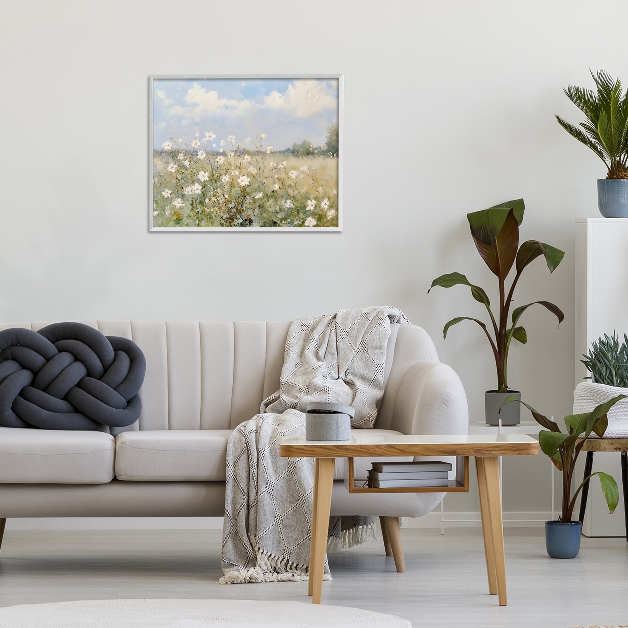 Stupell Industries Neutral Wildflower Field in Bloom White Framed Giclee Art, design by LSR Design Studio