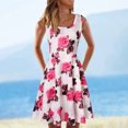 thumbnail image 1 of SMihono Robe d'Été Grande Taille pour Femmes 2023 Robe Décontractée Sans Manches Col Rond Imprimé d'Été pour Plage, 1 of 9
