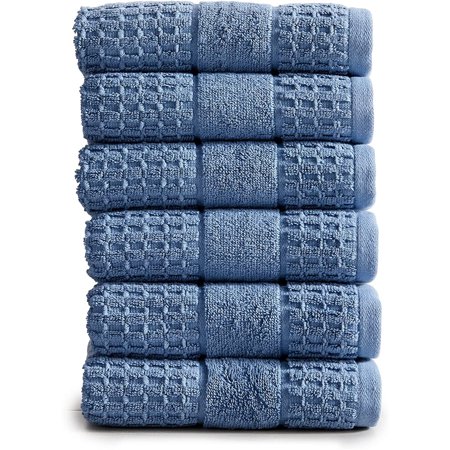 100% Cotton Super Soft Luxury Hand Towel Set | Quick-Dry and Highly Absorbent | Waffle Textu | 550 GSM | Includes 6 Hand Towels | Harper Collection (Denim )