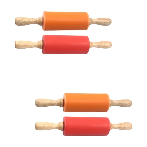 FRCOLOR 4 Pcs  Silicone Rolling Pin Dough Roller Pin Small Baking Utensils Rolling Pin for Dough Pie Cookie