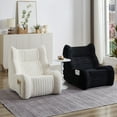 thumbnail image 6 of Giant Bean Bag Chairs for Adults, Chenille Lazy Floor Sofa with 21-inch High Backrests and Side Pocket, Cozy Accent Lounge Chair for Living Room, White, 6 of 8