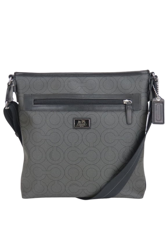 Pre-Owned Coach Op Art Shoulder Bag 70267 Gray Black Men's COACH