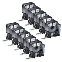 NineLeaf 10PK Compatible for DYMO 18445 3/4" x 18' (19mm x 5.5m) Black on White Industrial Vinyl Label Maker Tape for Rhino 4200 5200 Label Maker