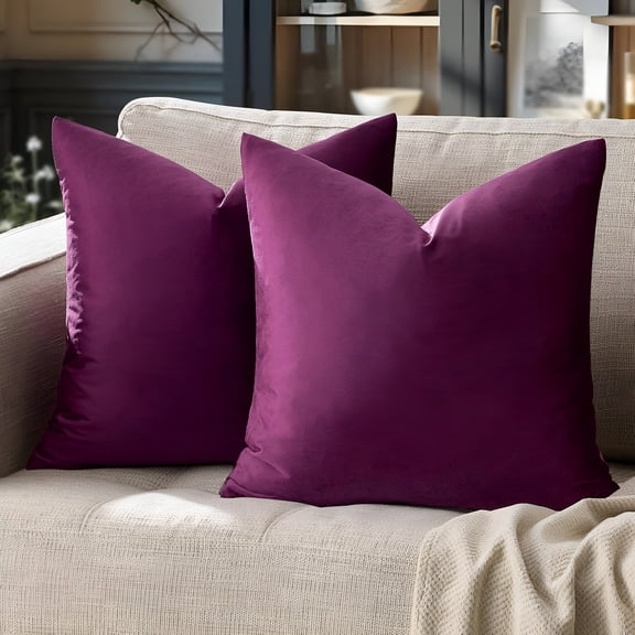 ARLAJO Purple Decorative Velvet 18X18 Throw Pillow Covers for Sofa Bed 2 Pack Soft Cushion Cover