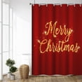 thumbnail image 2 of 72x84 Inch Merry Christmas Shower Curtains Golden Font Xmas Long Polyester Fabric Bath Curtain Winter Holiday Stall Red Shower Curtain for Kids Bathroom Decor Waterproof with Hooks, 2 of 6