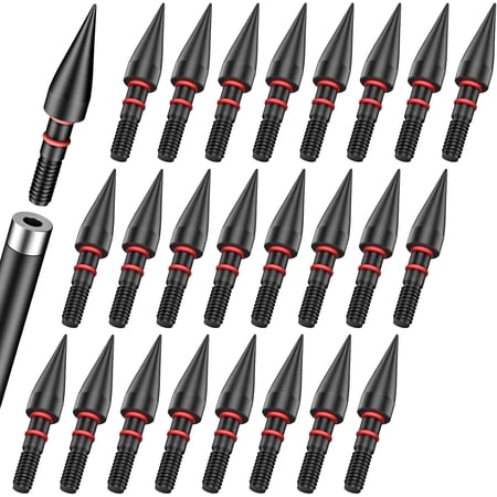 24 Pcs Field Tips Archery Accessories 5/16 Screw-in Bullet Points Archery Arrow Tips Steel Archery Field Points Arrowheads for Recurve Bows Compound Bows & Crossbows