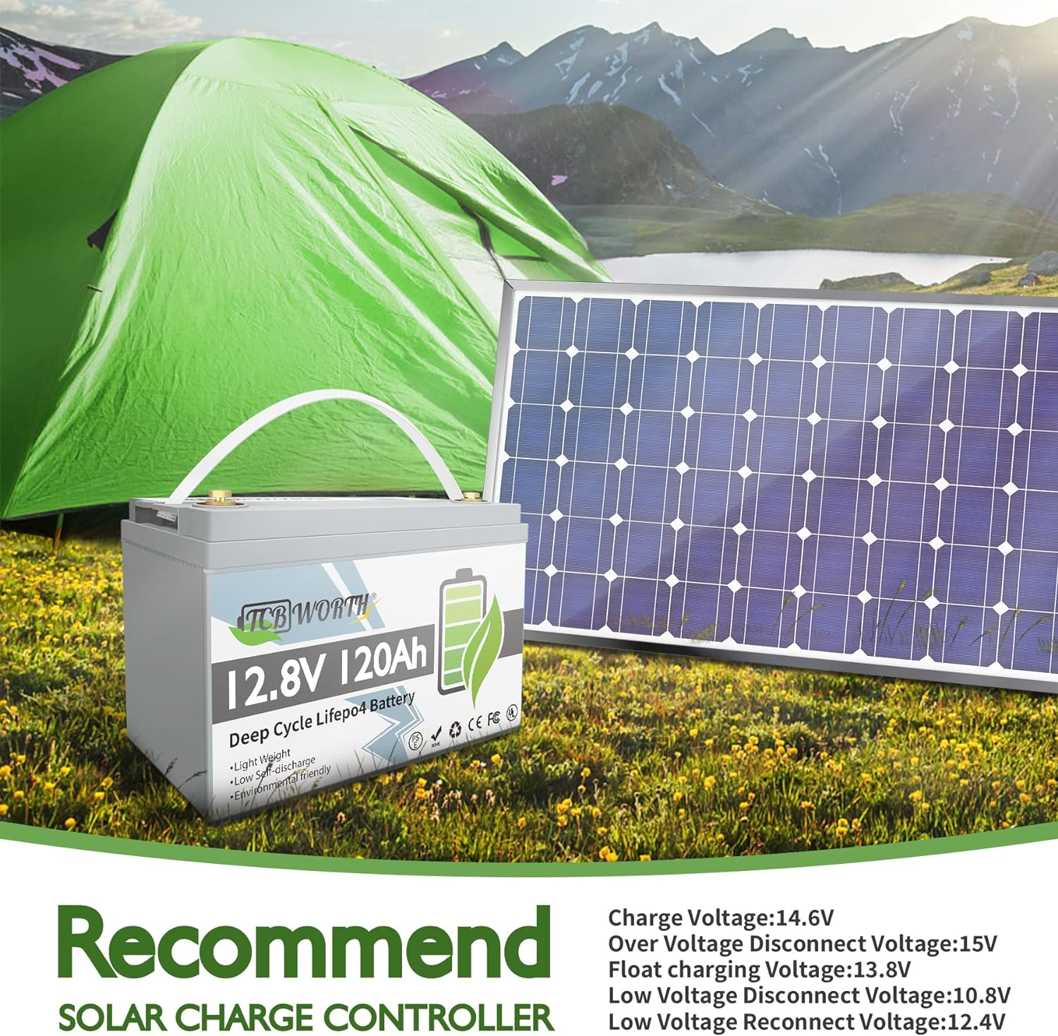 12V 135Ah Group 31 LiFePO4 Battery Bluetooth,1728Wh,TCBWORTH Lithium Batteries for RV,Solar,Trolling Motor,off-Grid,Camping,Marine,100A BMS,15000+Deep Cycles,12.8 Volt Battery