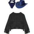 thumbnail image 7 of iiniim Girls Cowboy Cowgirl Halloween Costume Wild Western Sheriff Tassels Fringe Coat with Bandana Hat Outfits Black&Blue 10, 7 of 7