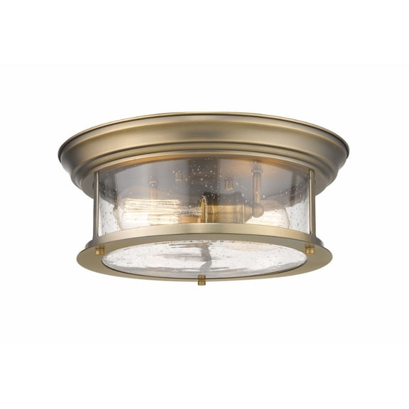 2 Light Flush Mount In Seaside Style 13.5 Inches Wide By 5.5 Inches High-Heritage Brass Finish Z-Lite 727F13-Hbr