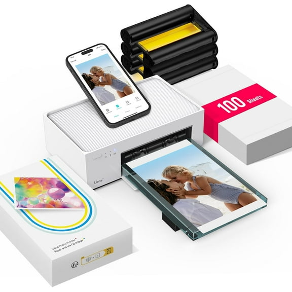 M100 4x6'' Photo Printer, Phone Printer 100 Sheets & 3 Cartridges, Full-Color Photo, Portable Instant Photo Printer for iPhone Android, Thermal De Sublimation, Wi-Fi Picture Printer 100 Papers